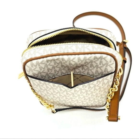 Michael Kors Medium NS Chain XBody Bag Vanilla/Brown - Picture 10 of 12